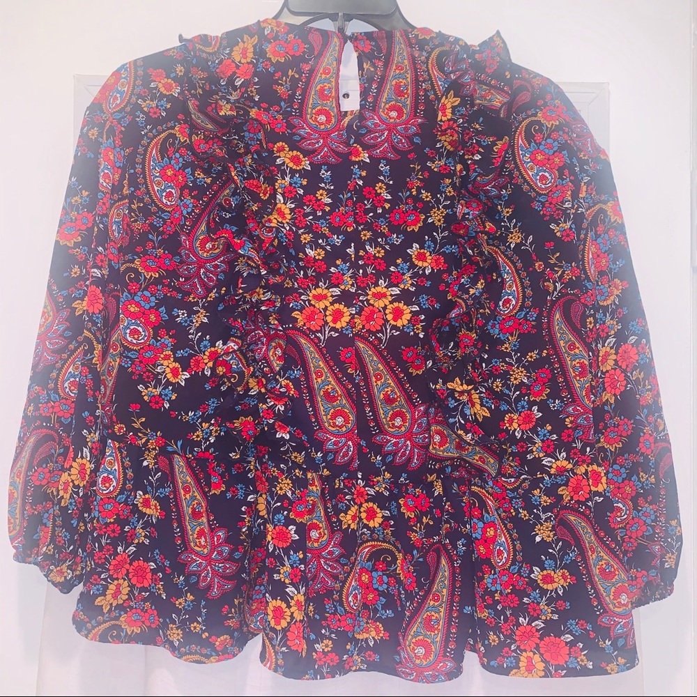 H&M Multi Color Ruffled Top Size 4 - Picture 2 of 4
